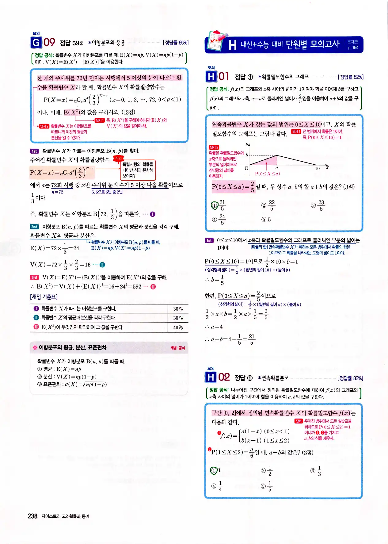 자이스토리 고2 확통 답지 240페이지