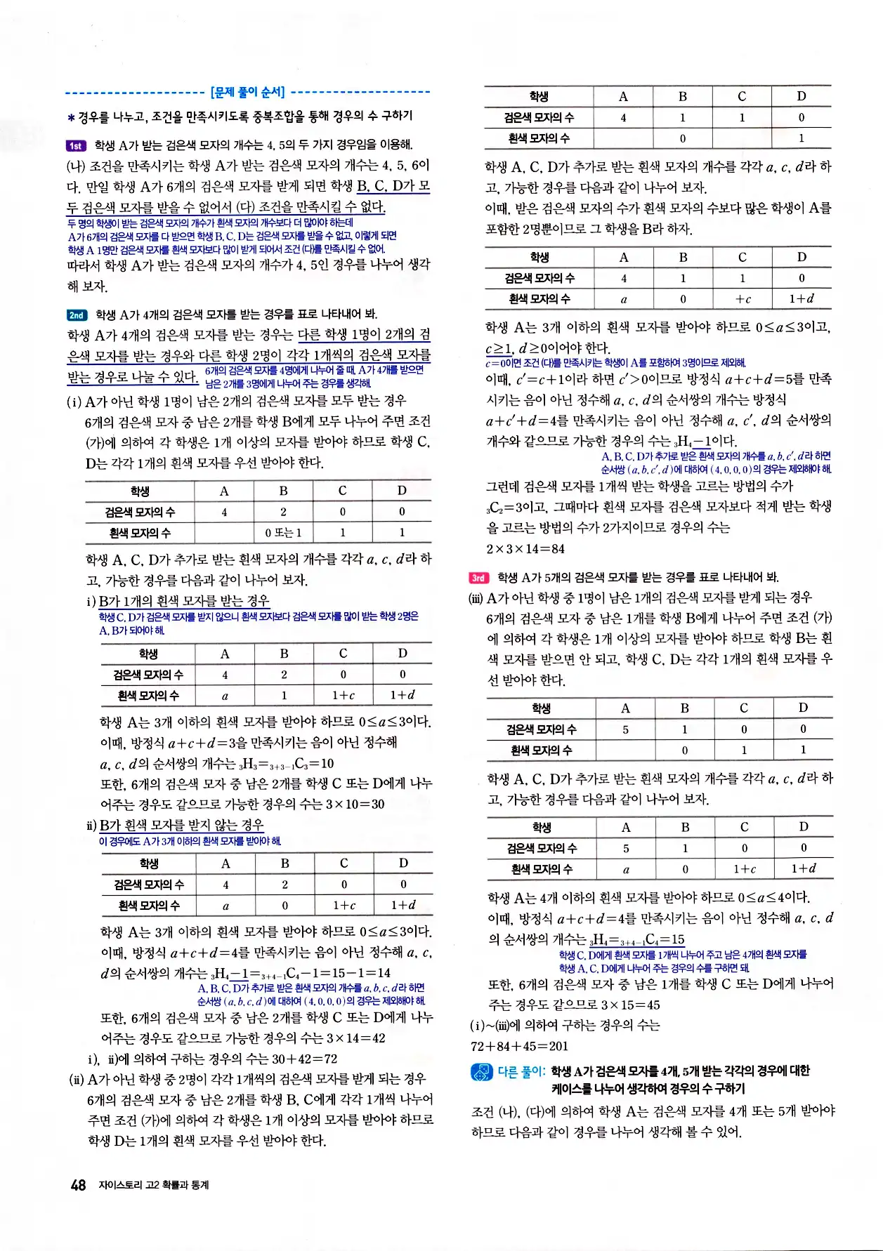 자이스토리 고2 확통 답지 해설 50