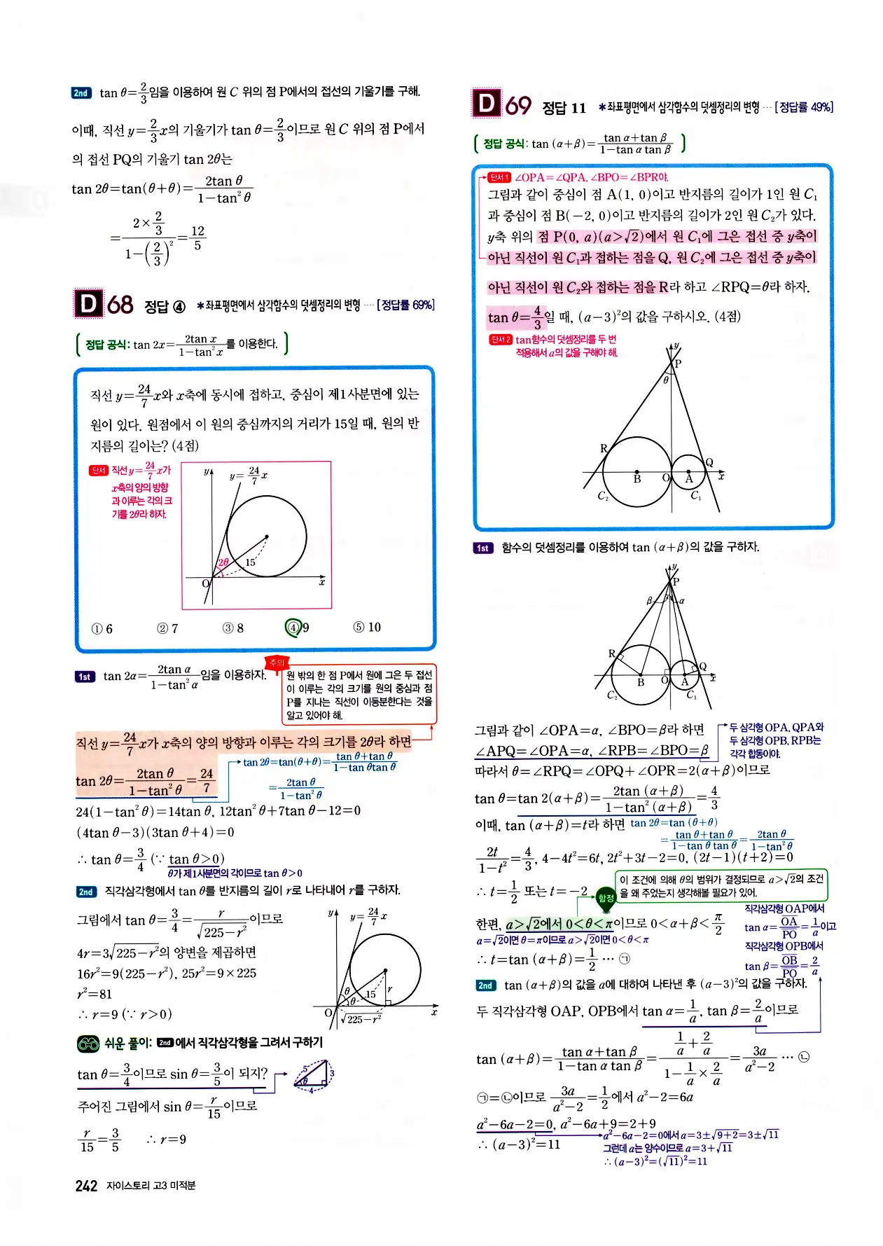 자이스토리 고3 미적분 답지 244페이지