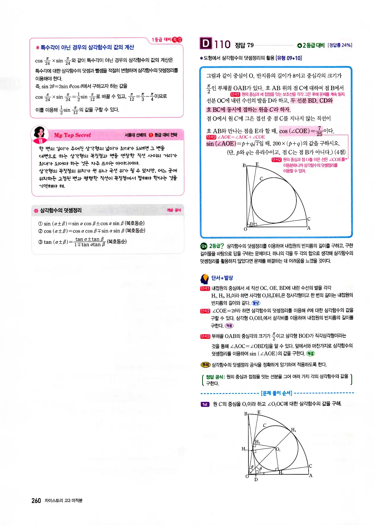 자이스토리 고3 미적분 답지 262페이지