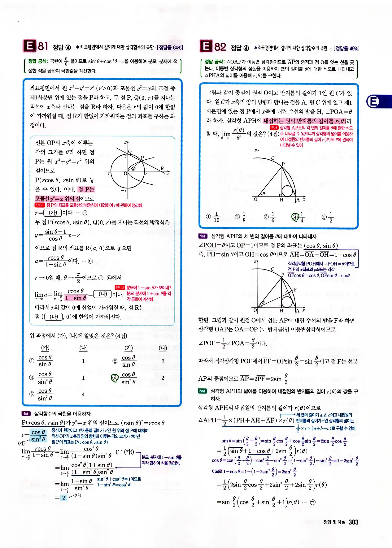 자이스토리 고3 미적분 답지 305페이지