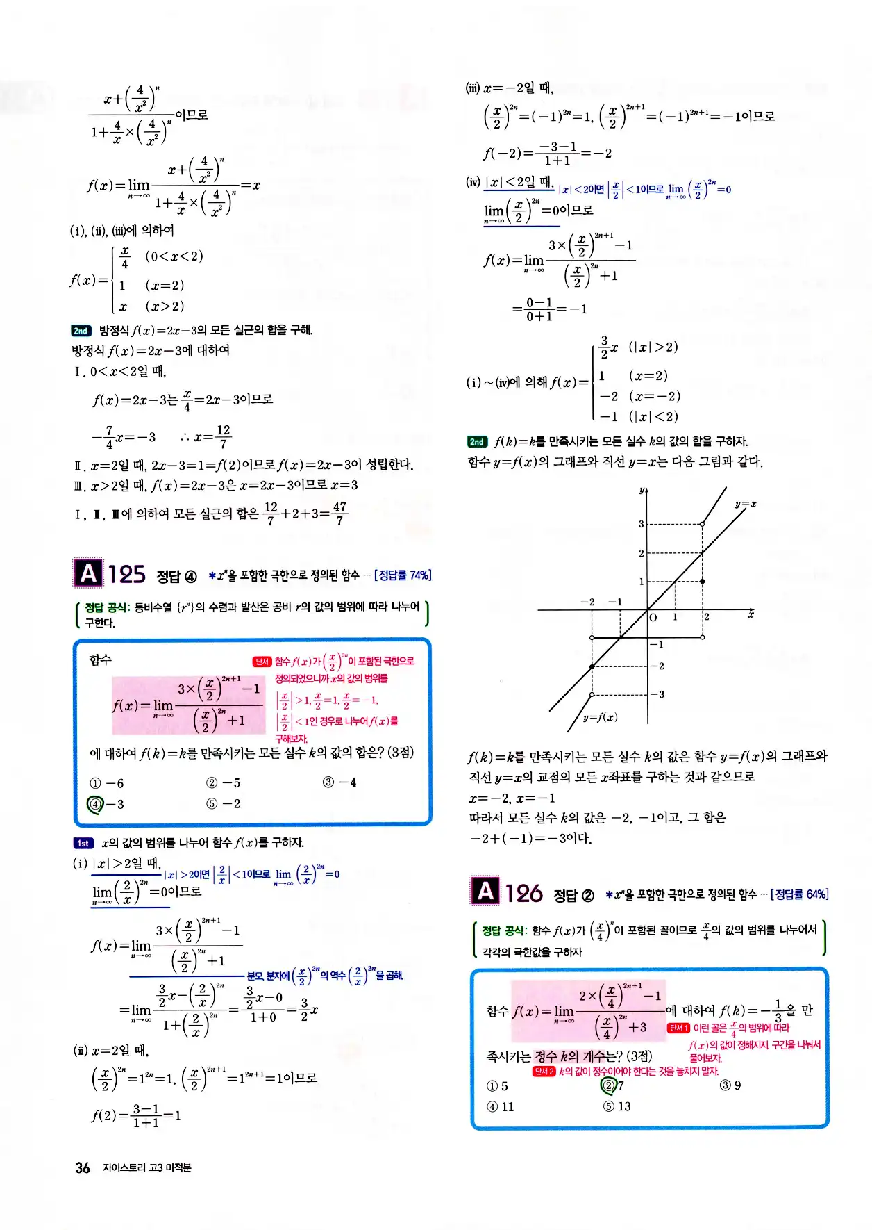 자이스토리 고3 미적분 답지 해설 38