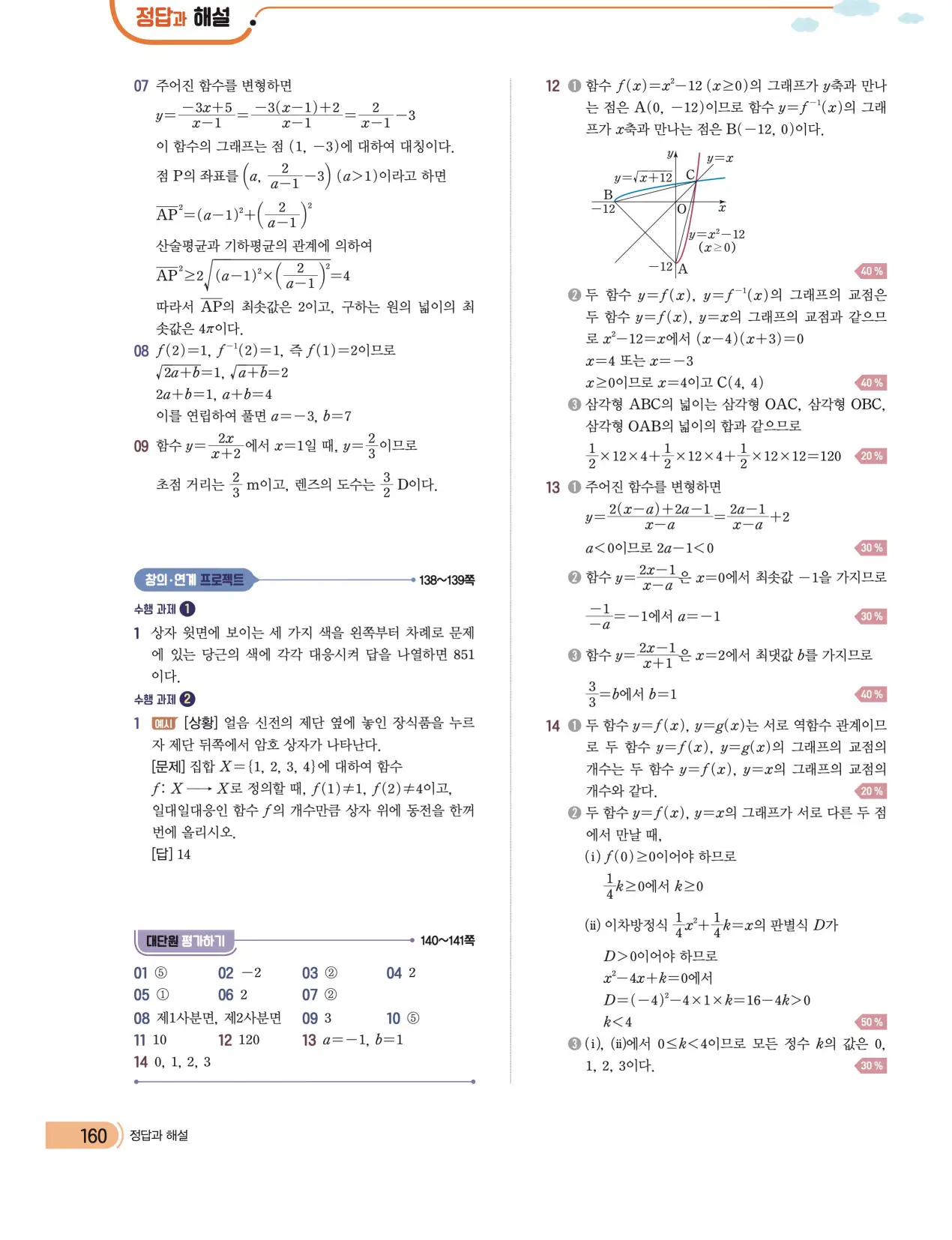 천재 공통수학2 전인태 답지 310p