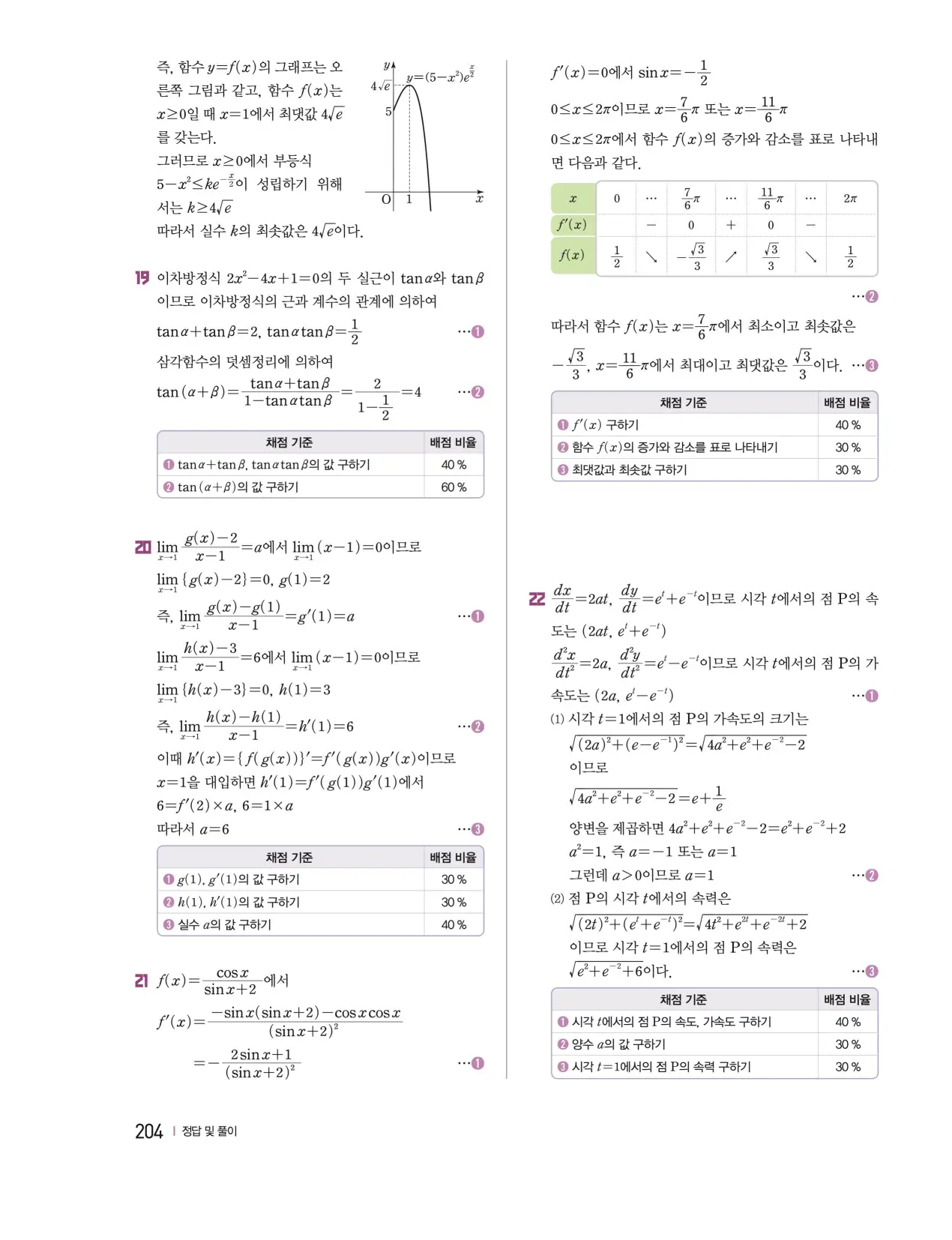 천재 미적분2 홍진곤 답지 178p