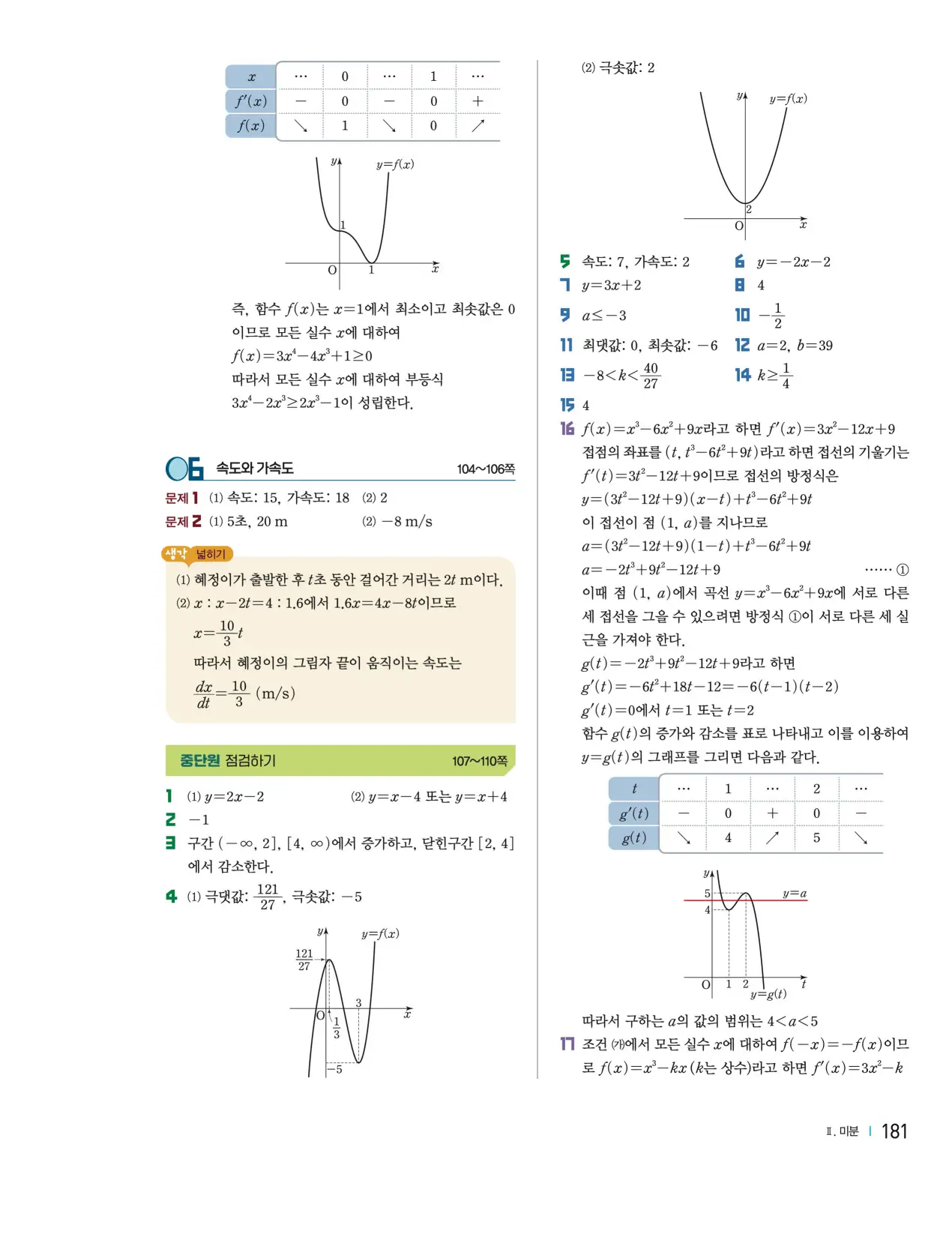 천재 미적분1 홍진곤 답지 164p