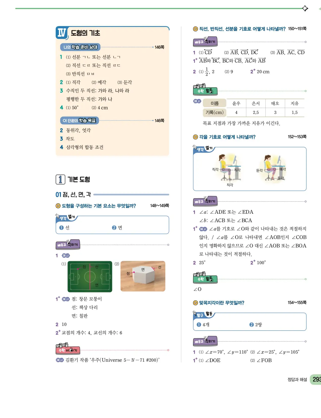 천재 중학 수학 1 김동재 답지 138페이지