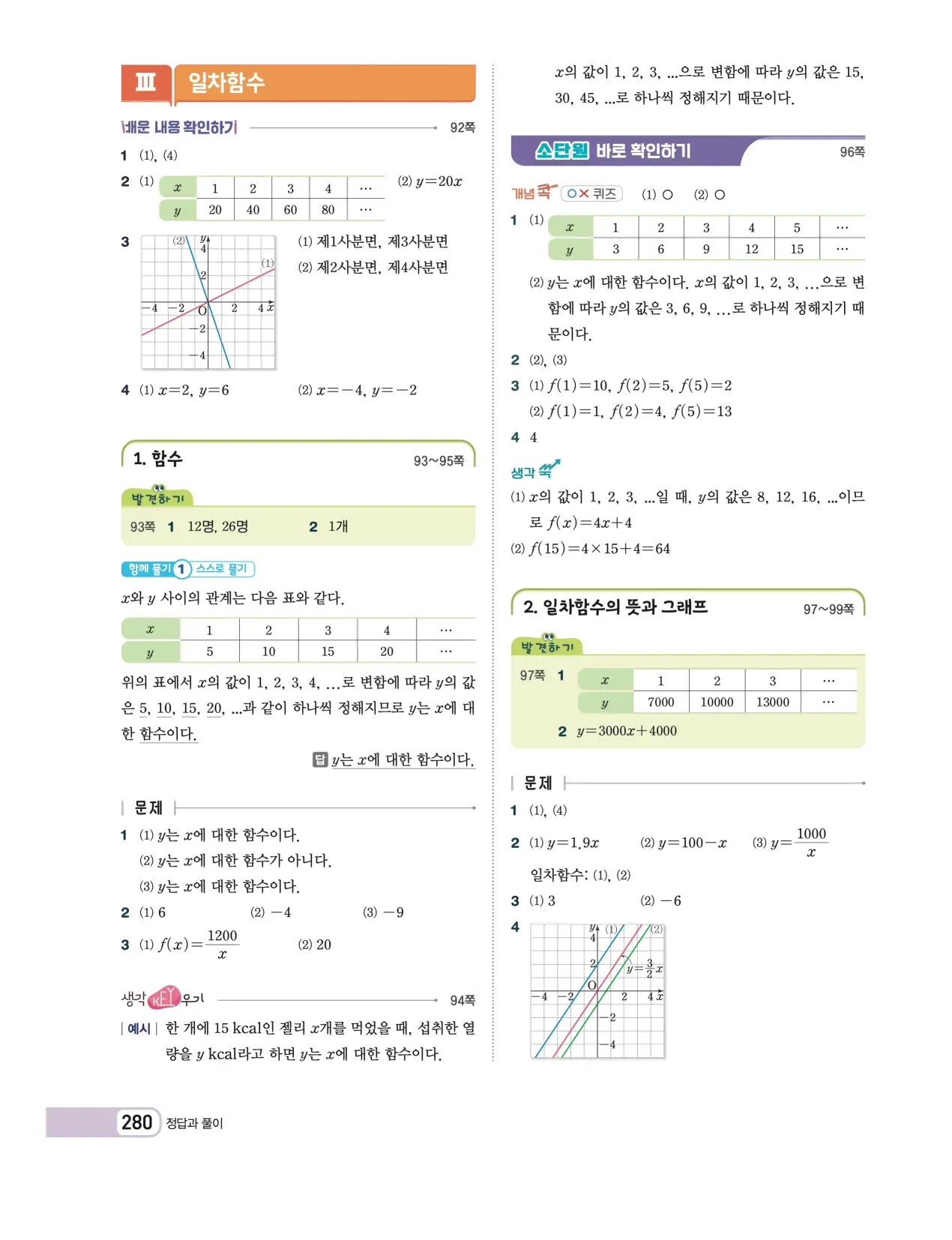 천재 중학 수학 2 답지 43페이지