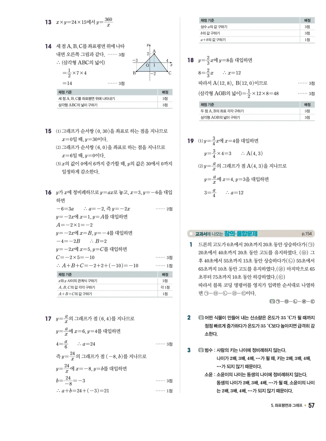 체크체크 중1-1 답지 57페이지
