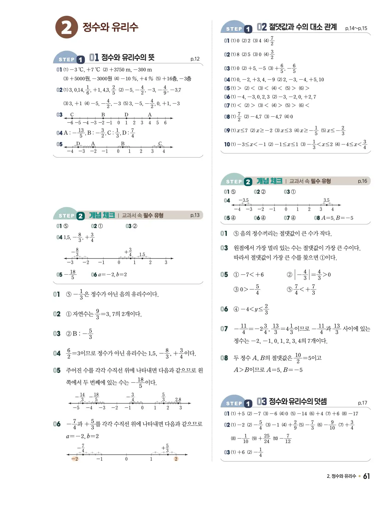 체크체크 중1-1 답지 61페이지