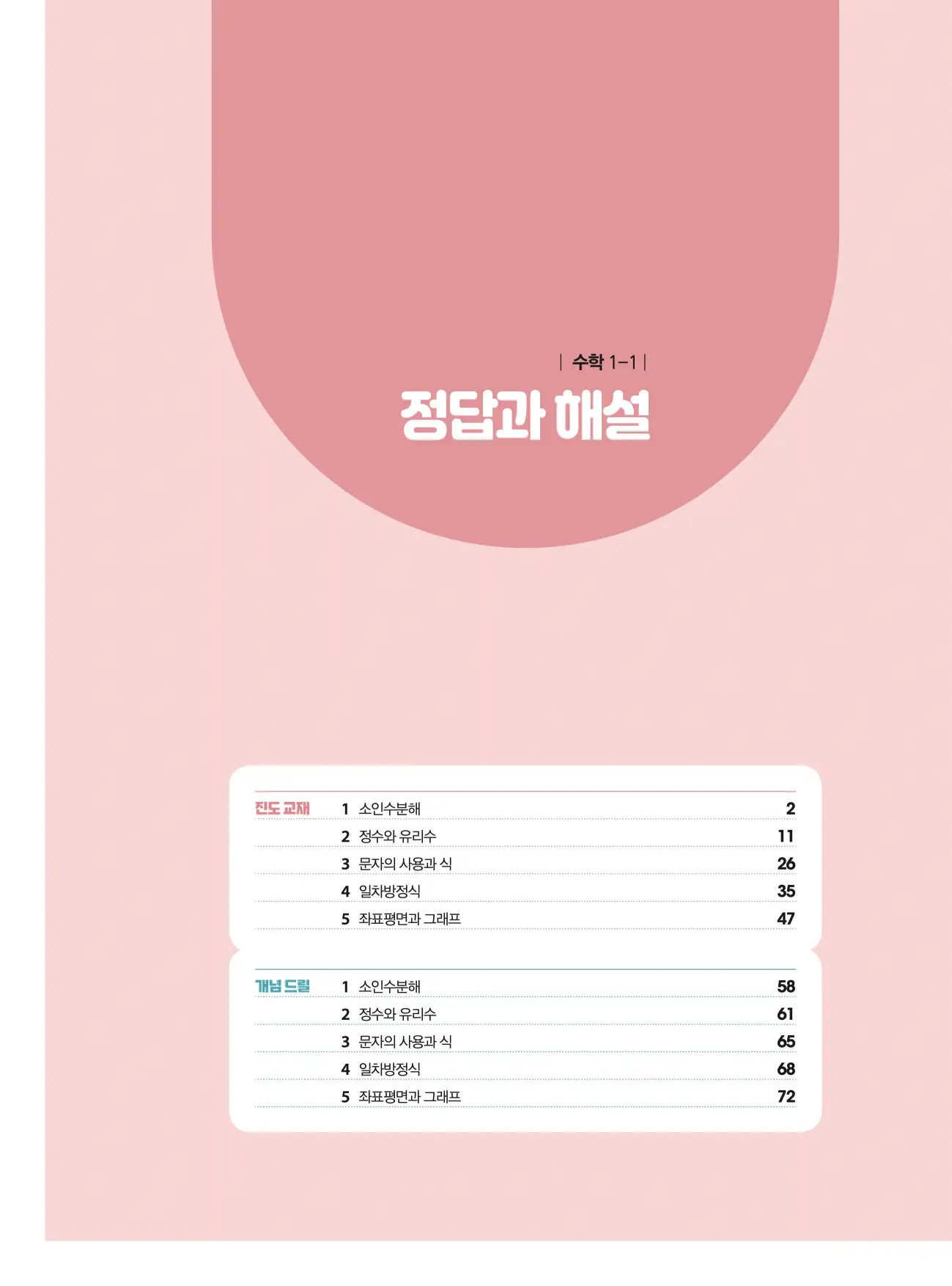 체크체크 중1-1 답지 1페이지