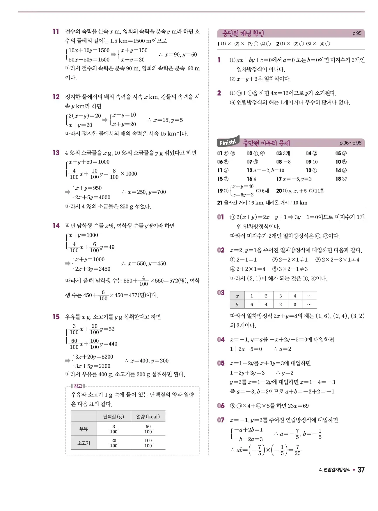 체크체크 중2-1 답지 37페이지