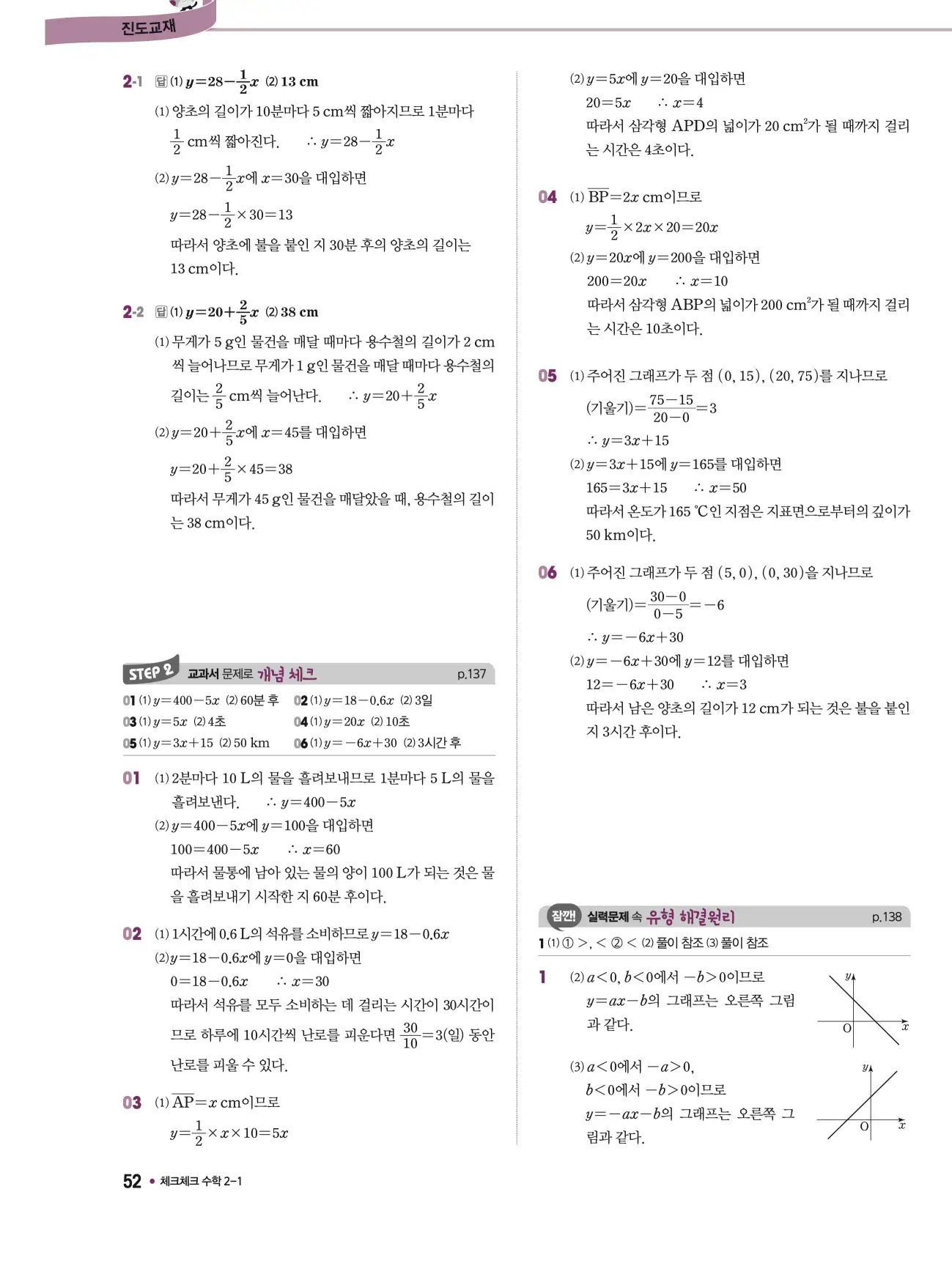 체크체크 중2-1 답지 52페이지