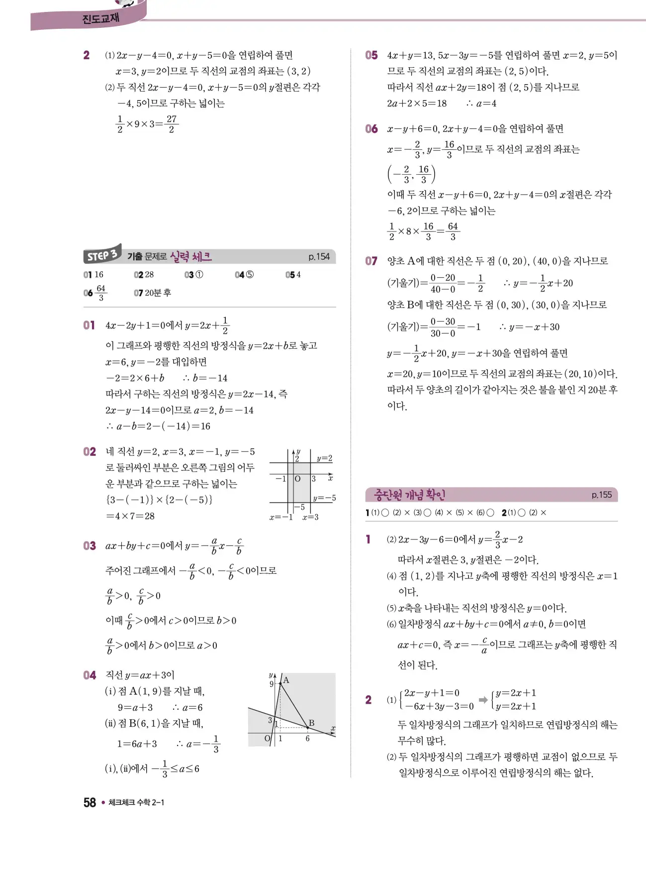 체크체크 중2-1 답지 58페이지