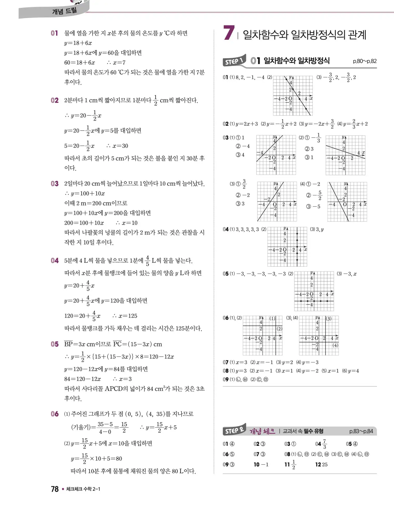 체크체크 중2-1 답지 78페이지