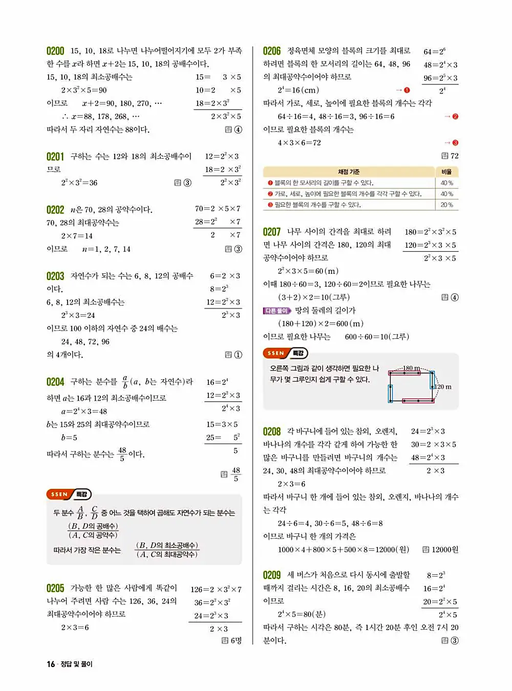 2025 쎈 중등 수학 1-1 답지 16