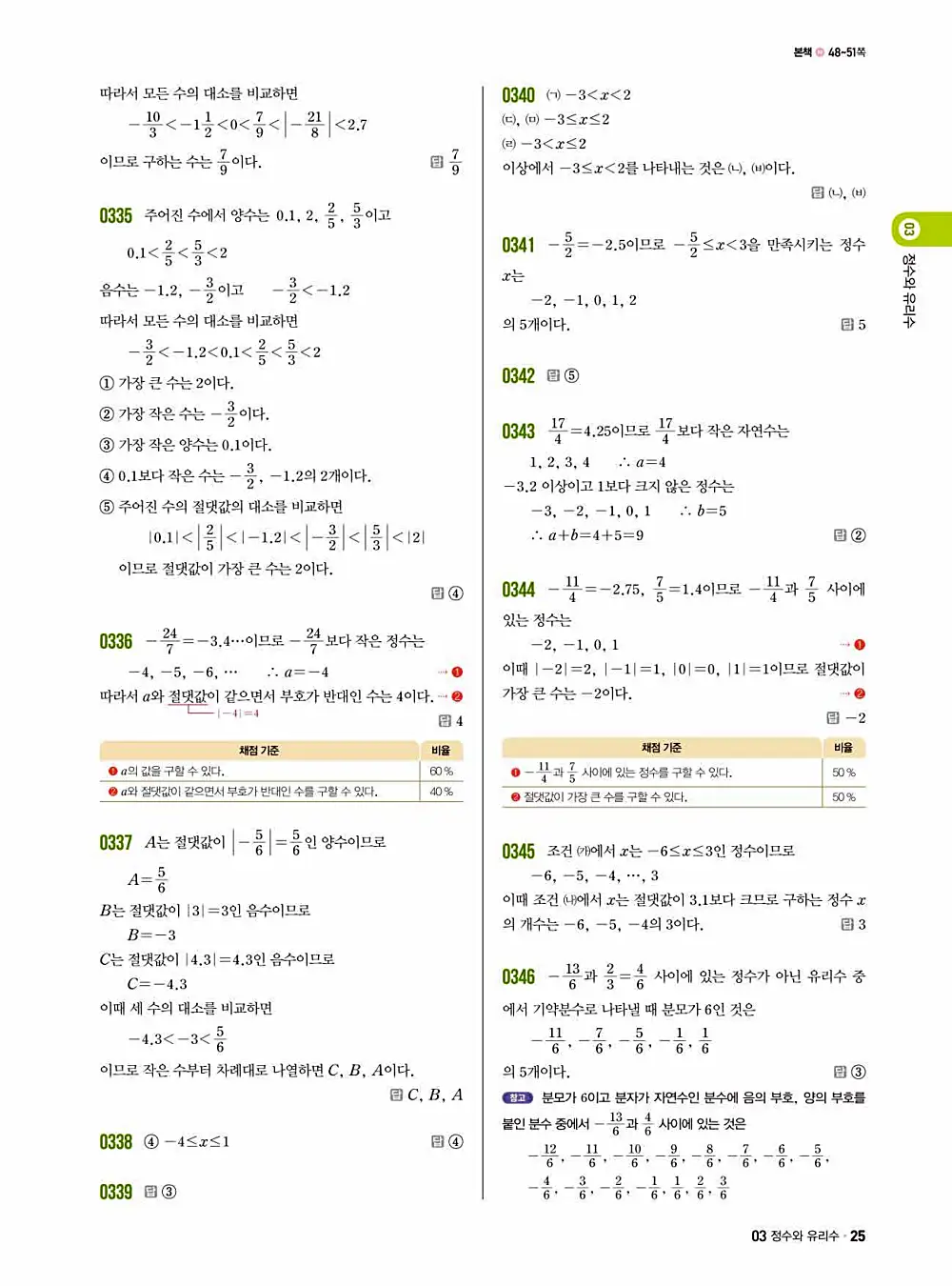 2025 쎈 중등 수학 1-1 답지 25