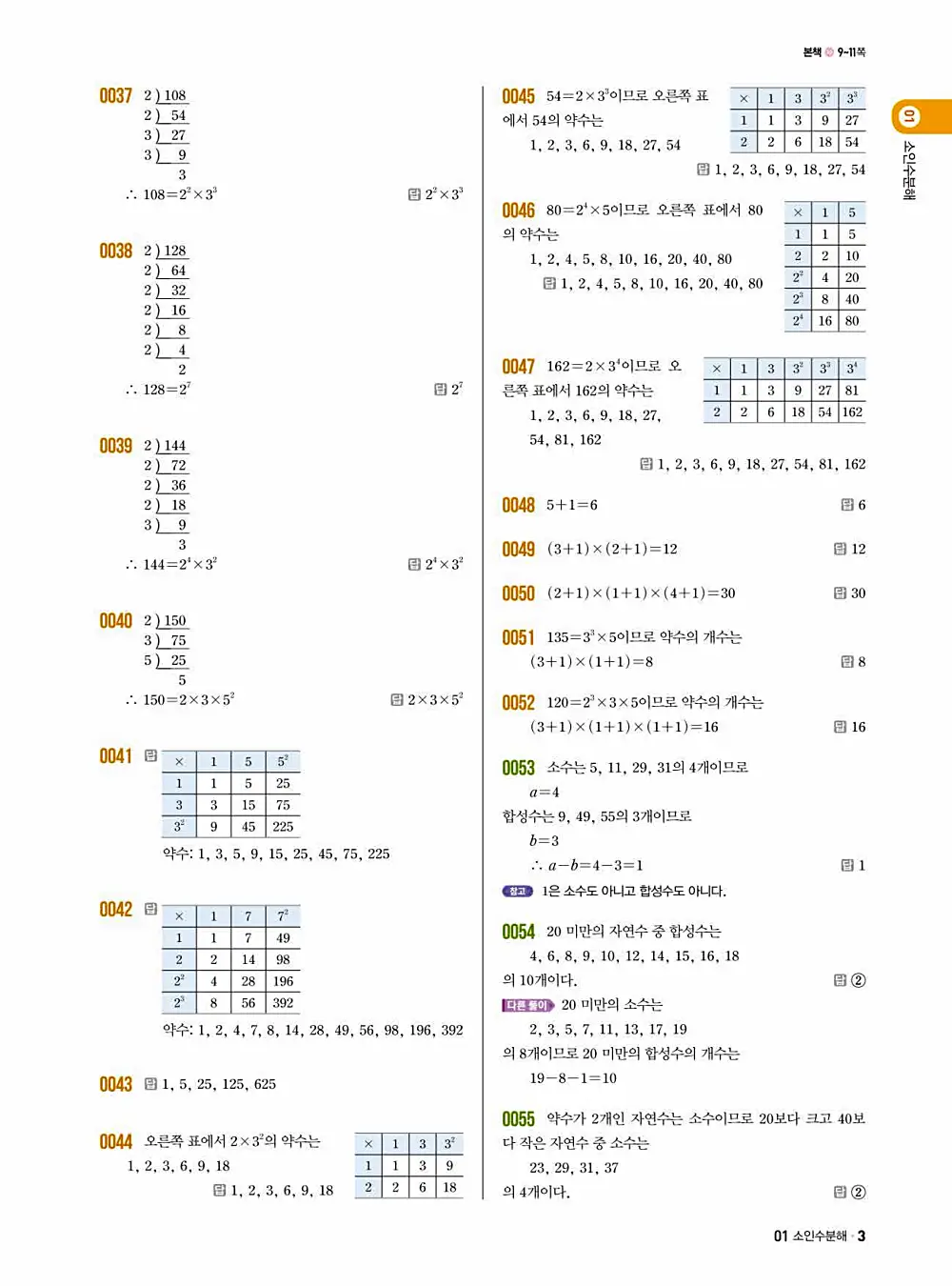 2025 쎈 중등 수학 1-1 답지 3