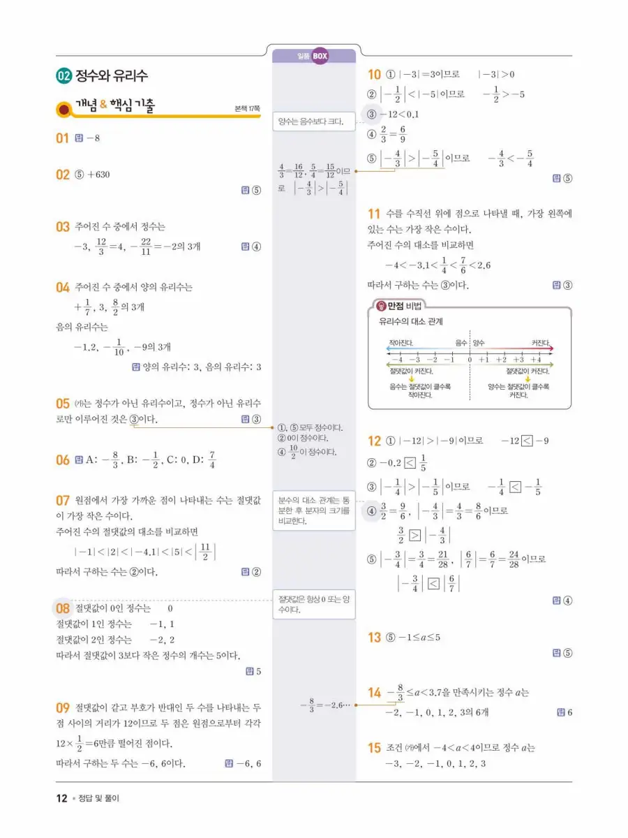 일품 중1-1 답지 12