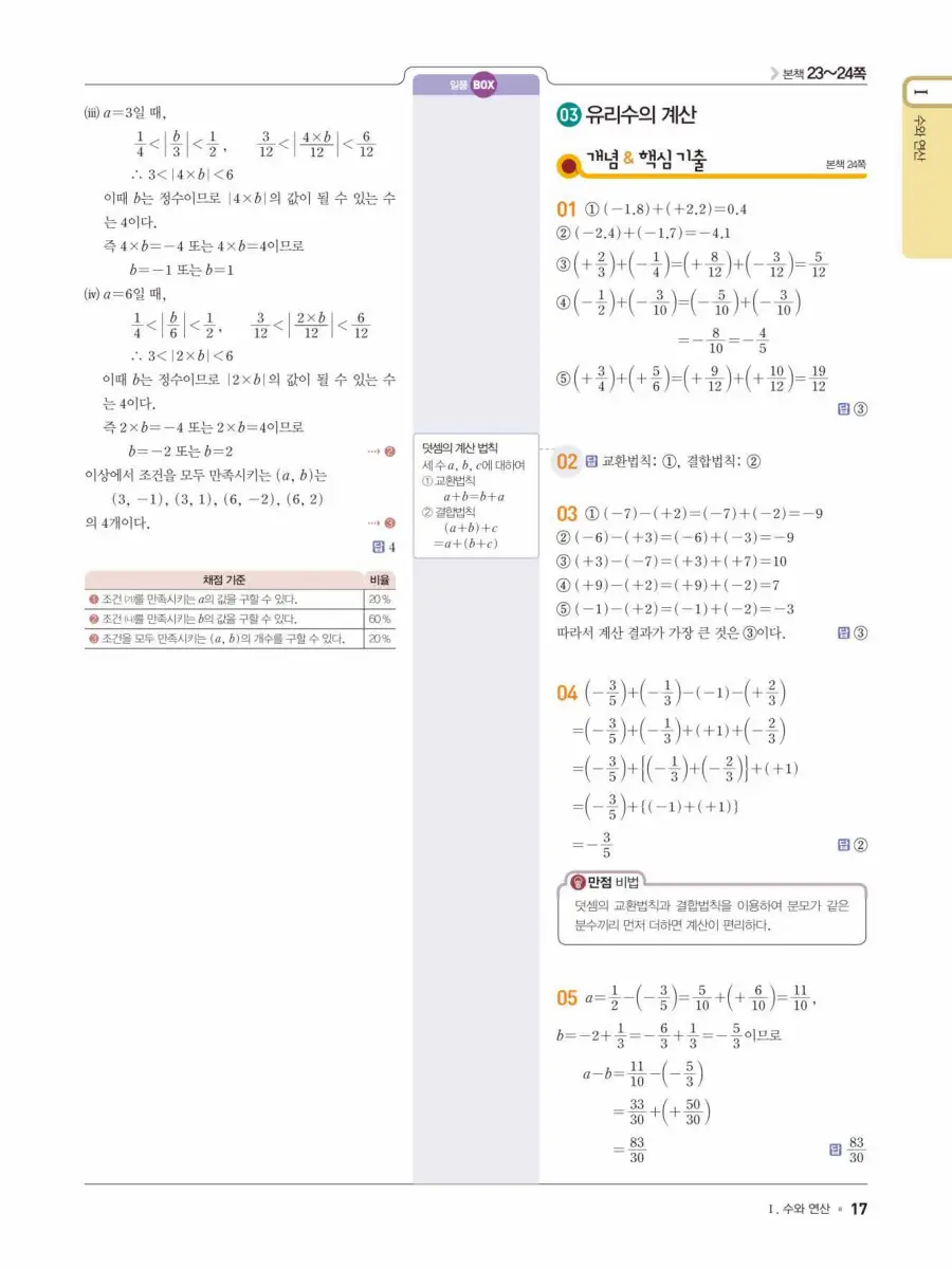 일품 중1-1 답지 17