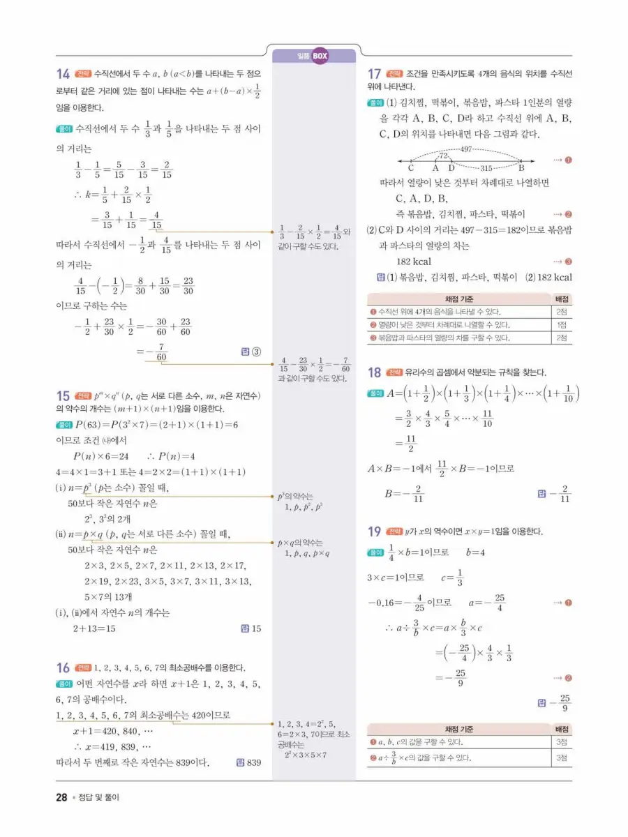 일품 중1-1 답지 28