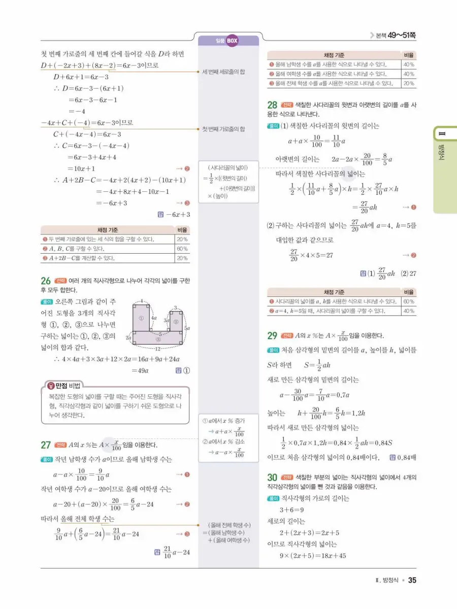 일품 중1-1 답지 35