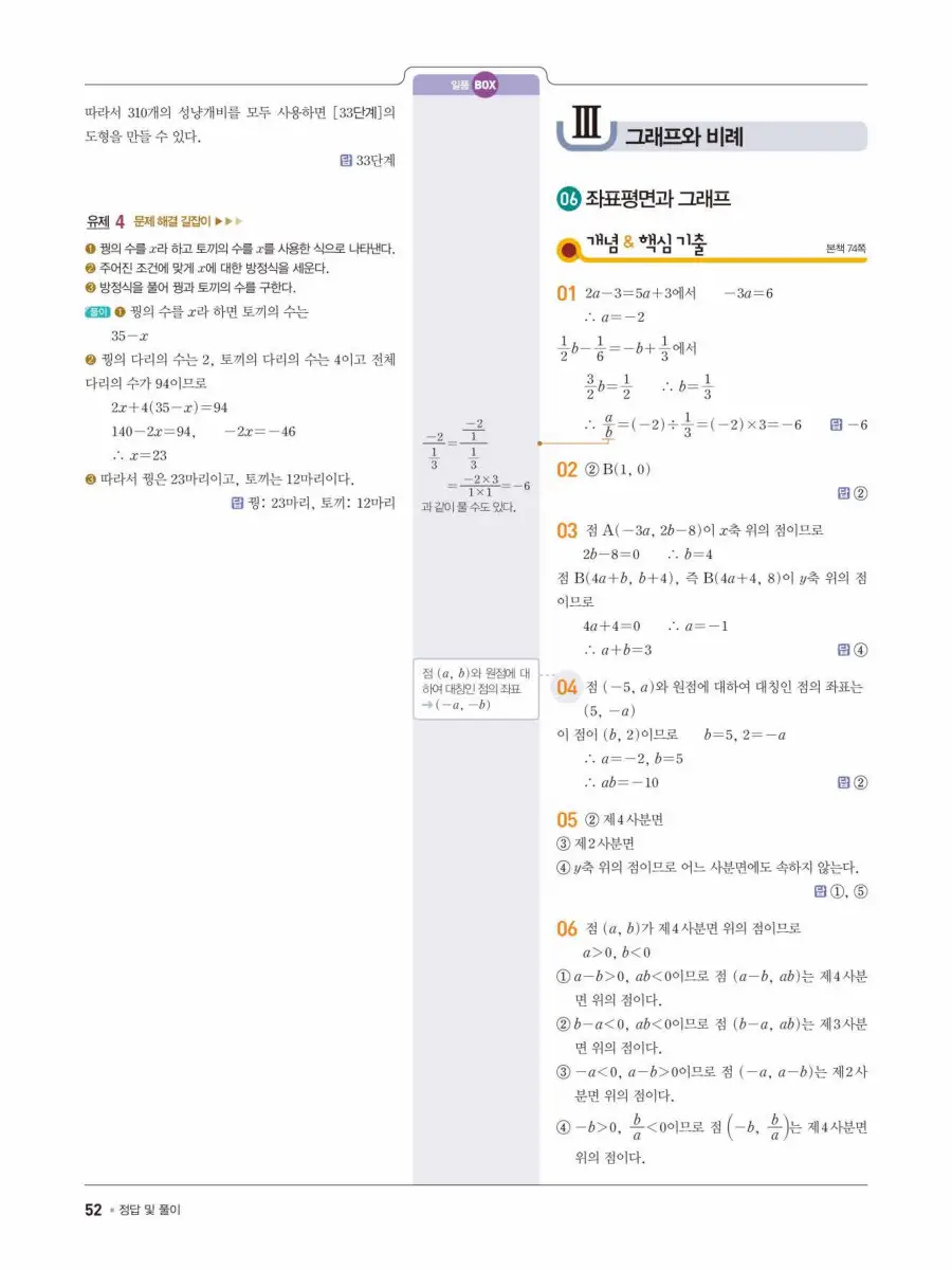 일품 중1-1 답지 52