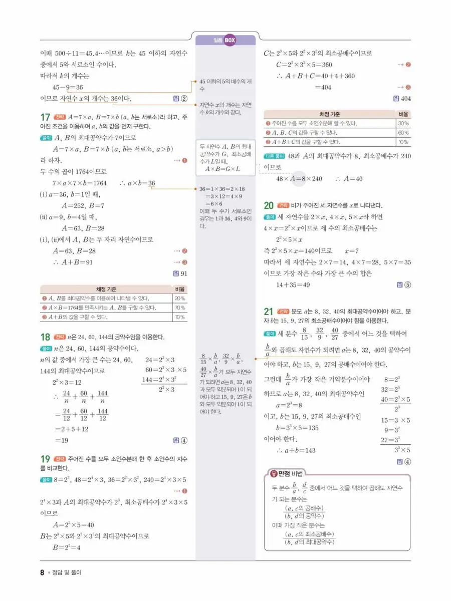 일품 중1-1 답지 8