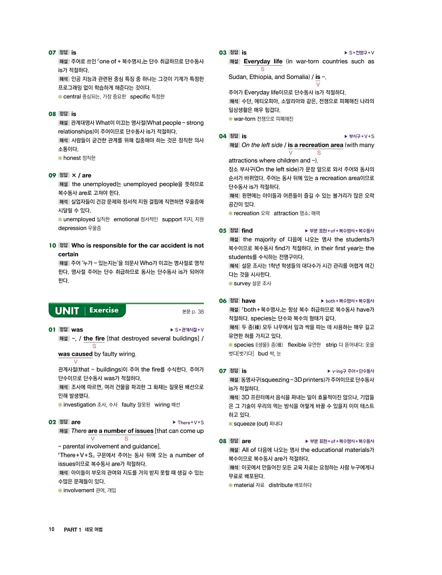 어법끝 스타트 2025 답지 10페이지