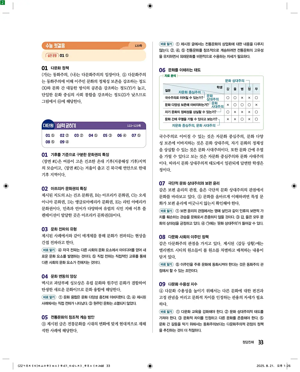 완자 통합사회1 답지 33