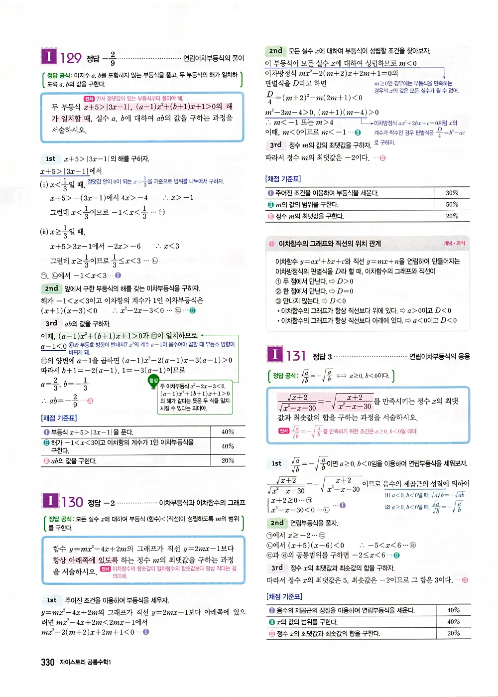 자이스토리 공통수학1 답지 332번