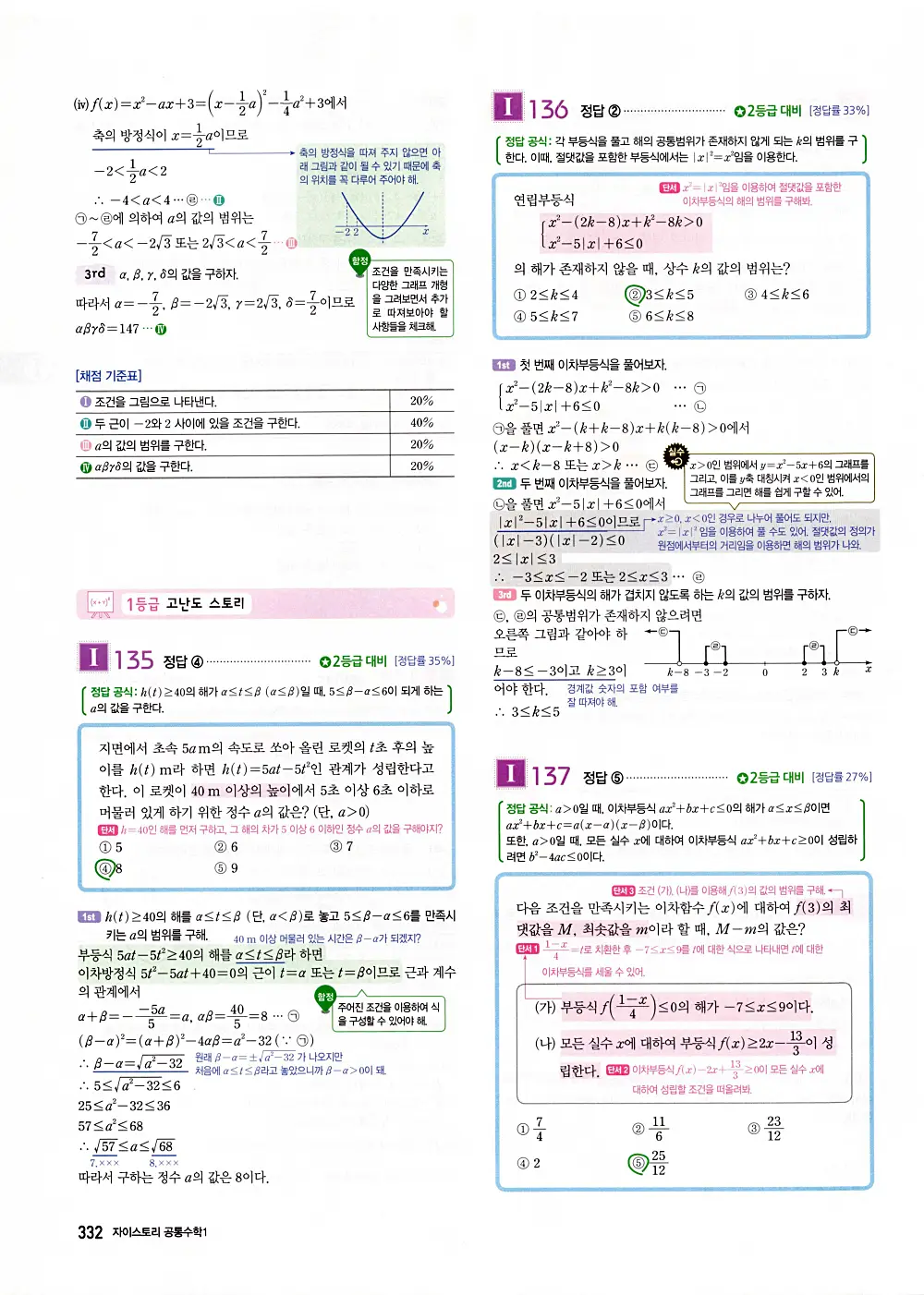 자이스토리 공통수학1 답지 334번