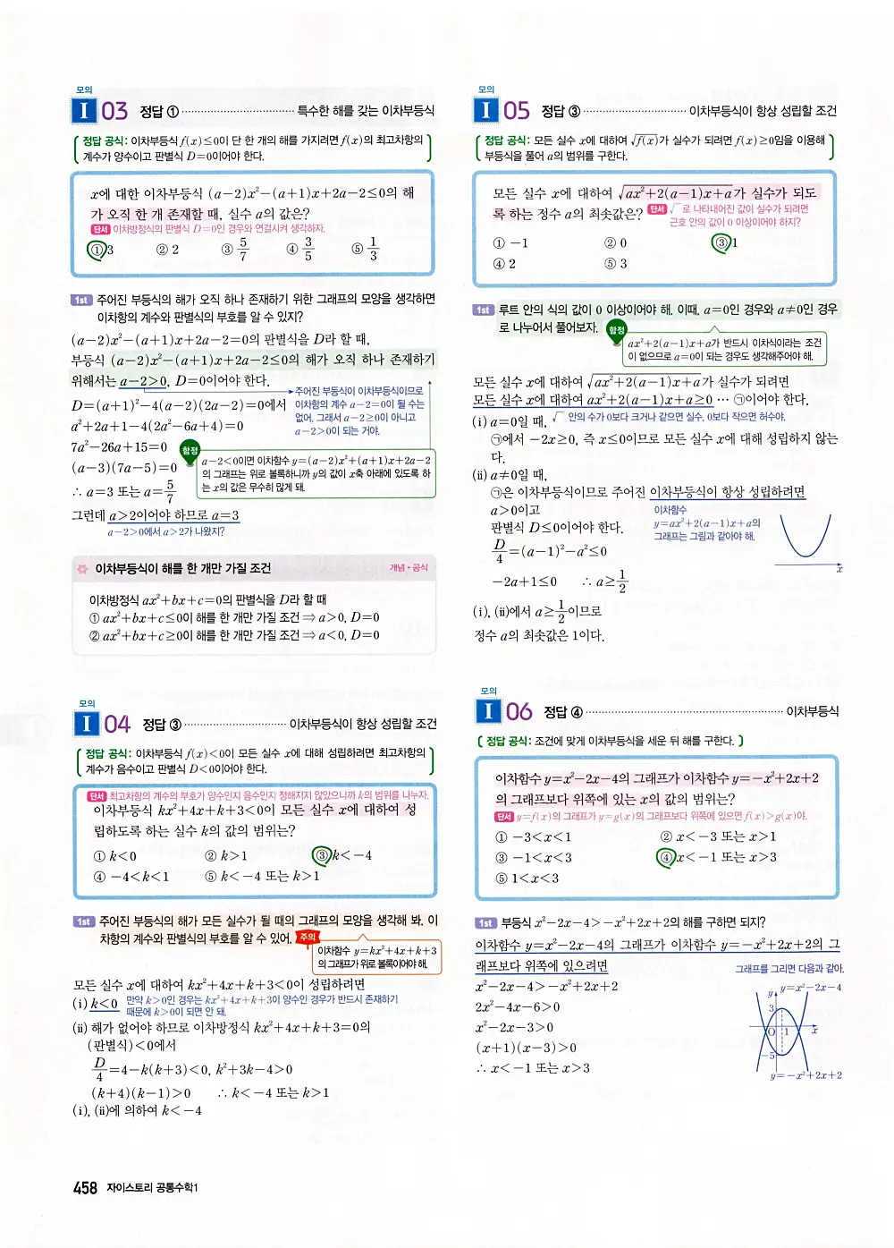 자이스토리 공통수학1 답지 460번