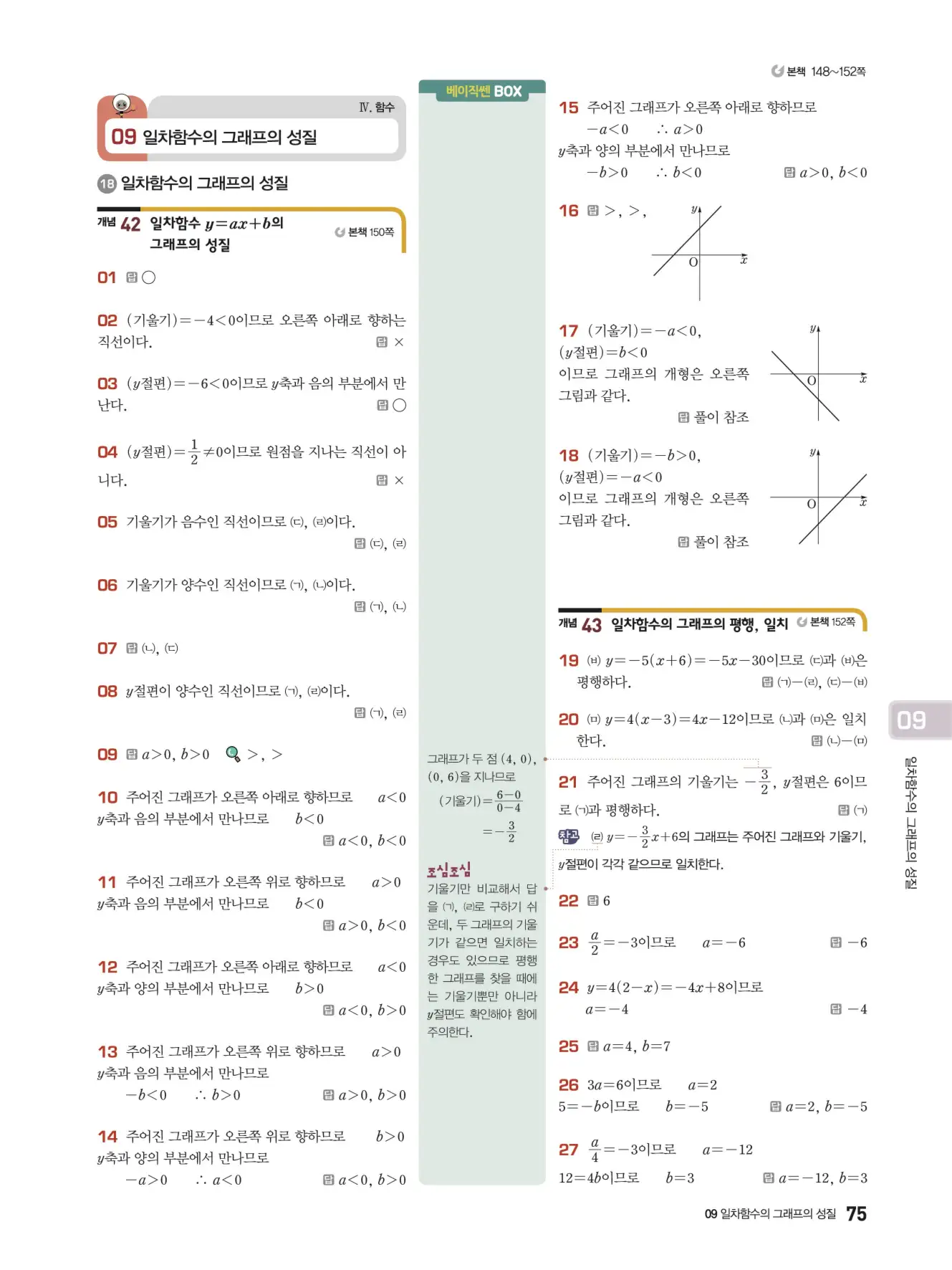 베이직쎈 중2-1 답지 해설 75