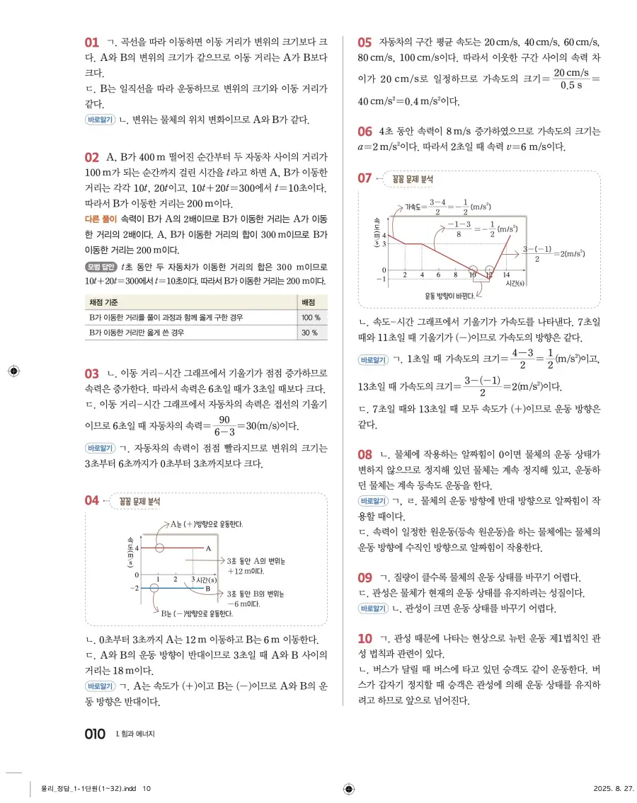 2022 개정 완자 고등 물리학 답지 10페이지