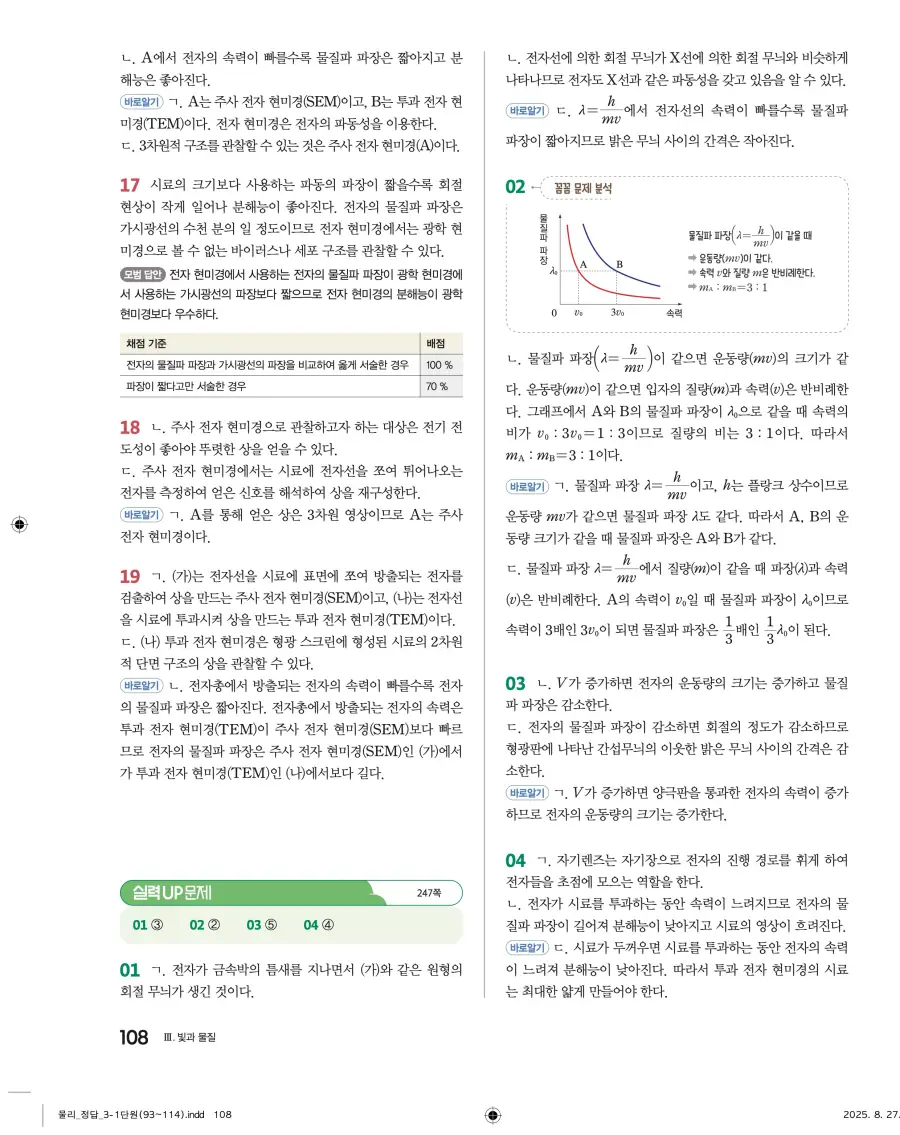 2022 개정 완자 고등 물리학 답지 108페이지