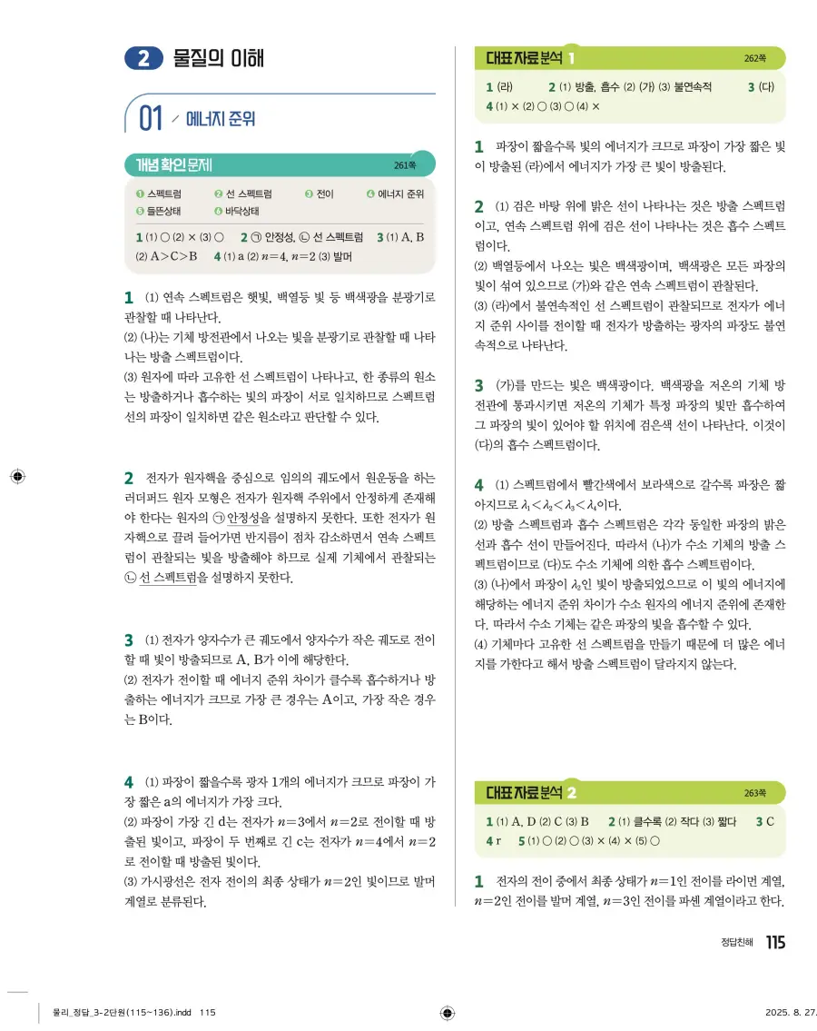 2022 개정 완자 고등 물리학 답지 115페이지