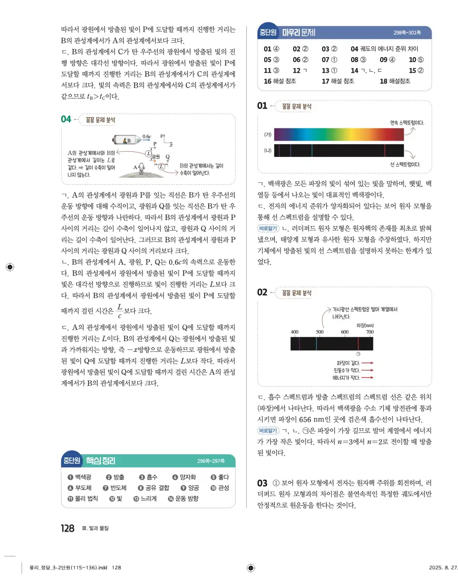 2022 개정 완자 고등 물리학 답지 128페이지