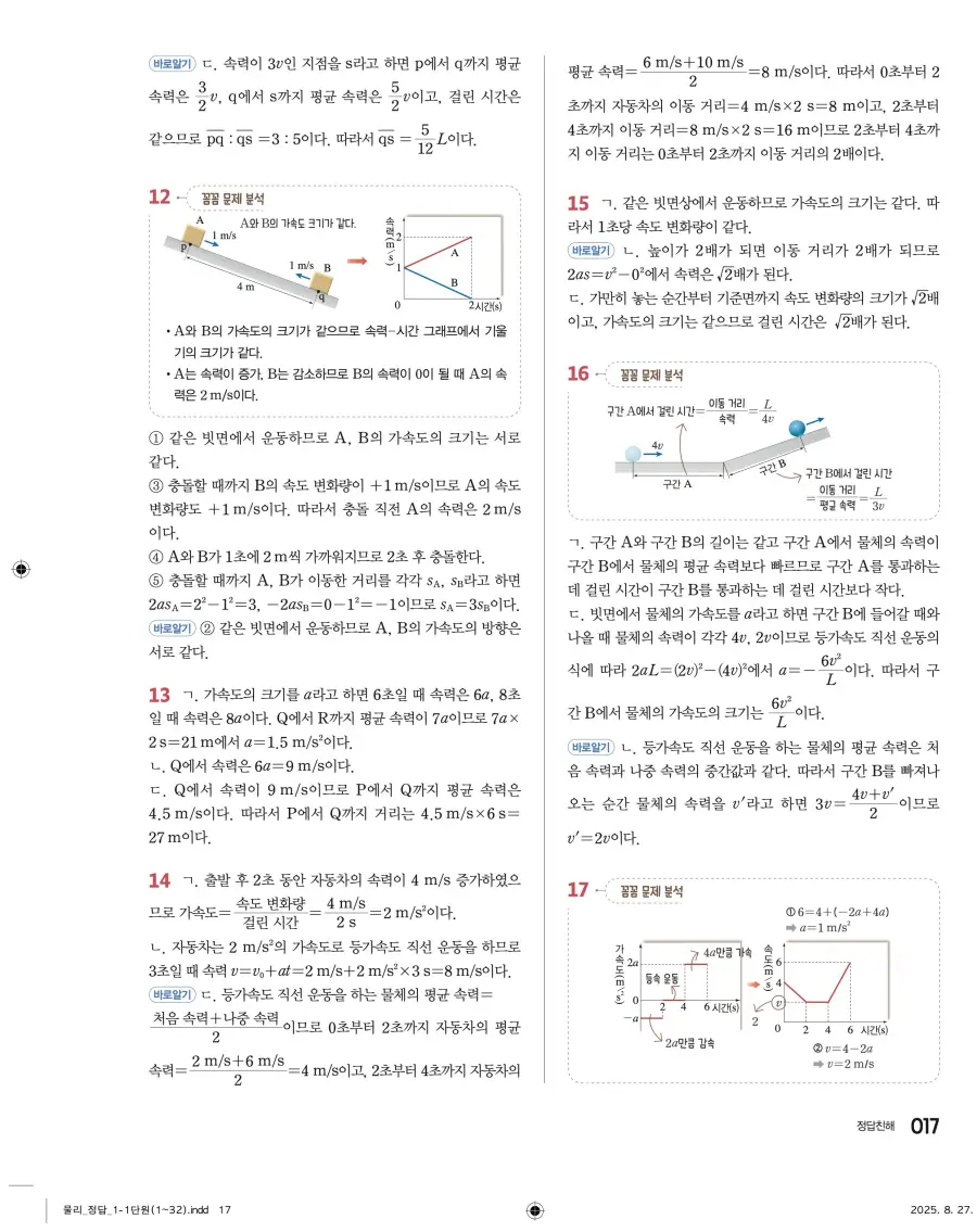2022 개정 완자 고등 물리학 답지 17페이지