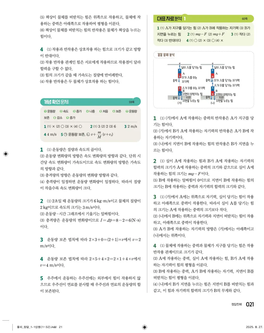 2022 개정 완자 고등 물리학 답지 21페이지