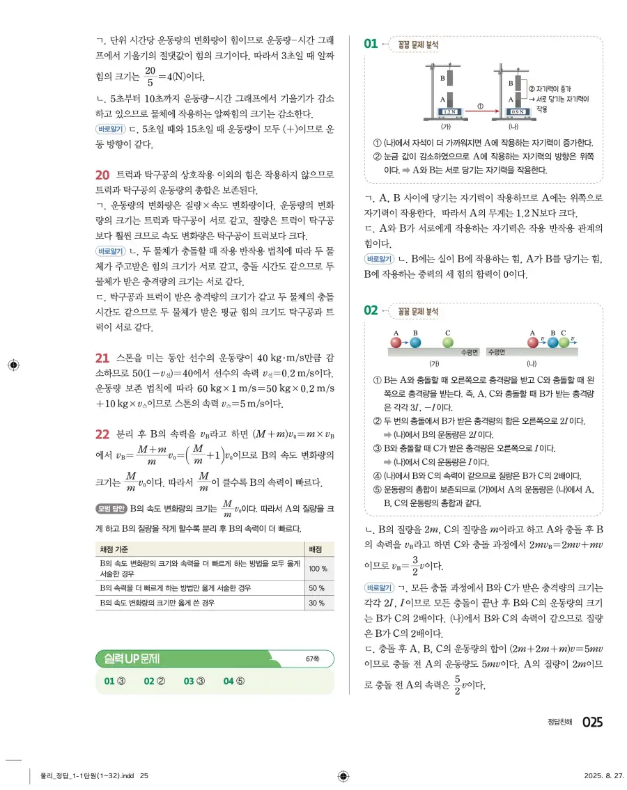 2022 개정 완자 고등 물리학 답지 25페이지