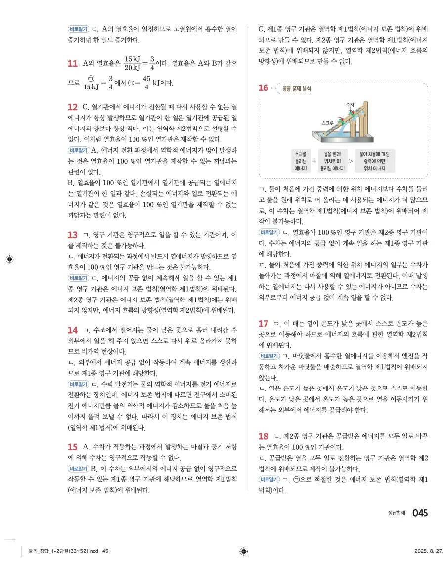 2022 개정 완자 고등 물리학 답지 45페이지