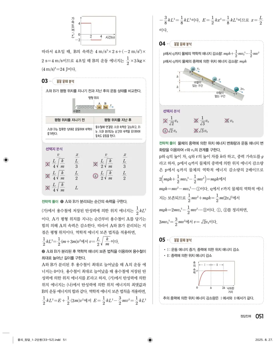 2022 개정 완자 고등 물리학 답지 51페이지
