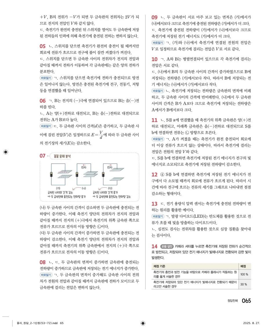2022 개정 완자 고등 물리학 답지 65페이지