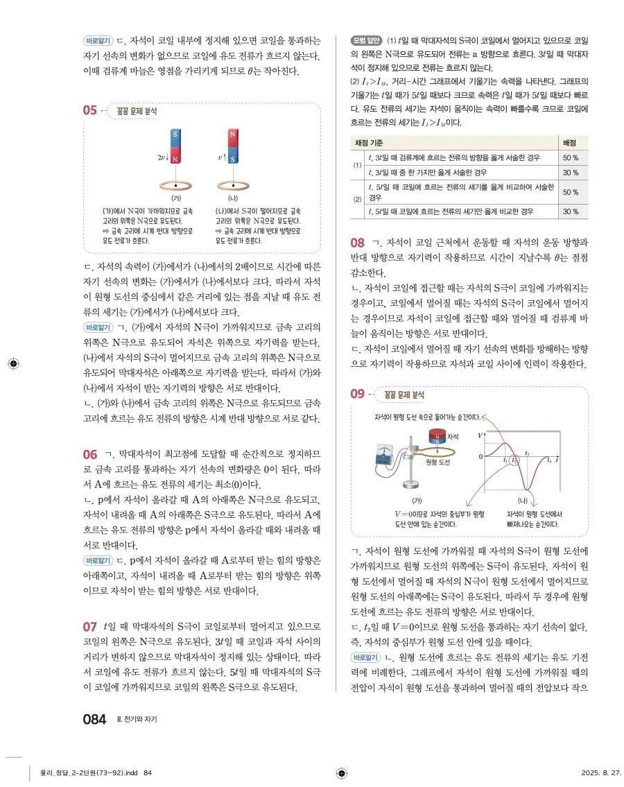 2022 개정 완자 고등 물리학 답지 84페이지