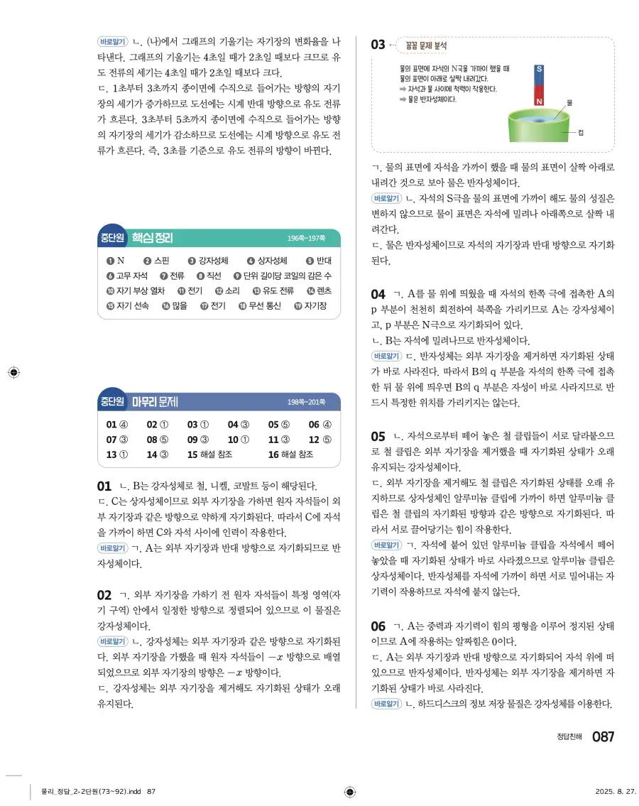 2022 개정 완자 고등 물리학 답지 87페이지