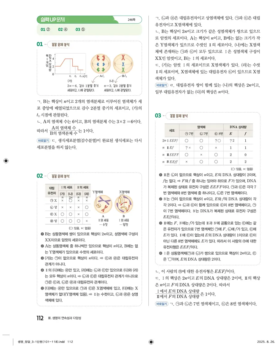 2022 개정 완자 고등 생명과학 답지 112페이지