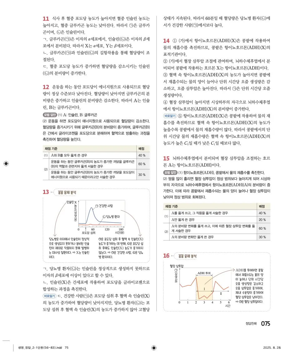 2022 개정 완자 고등 생명과학 답지 75페이지