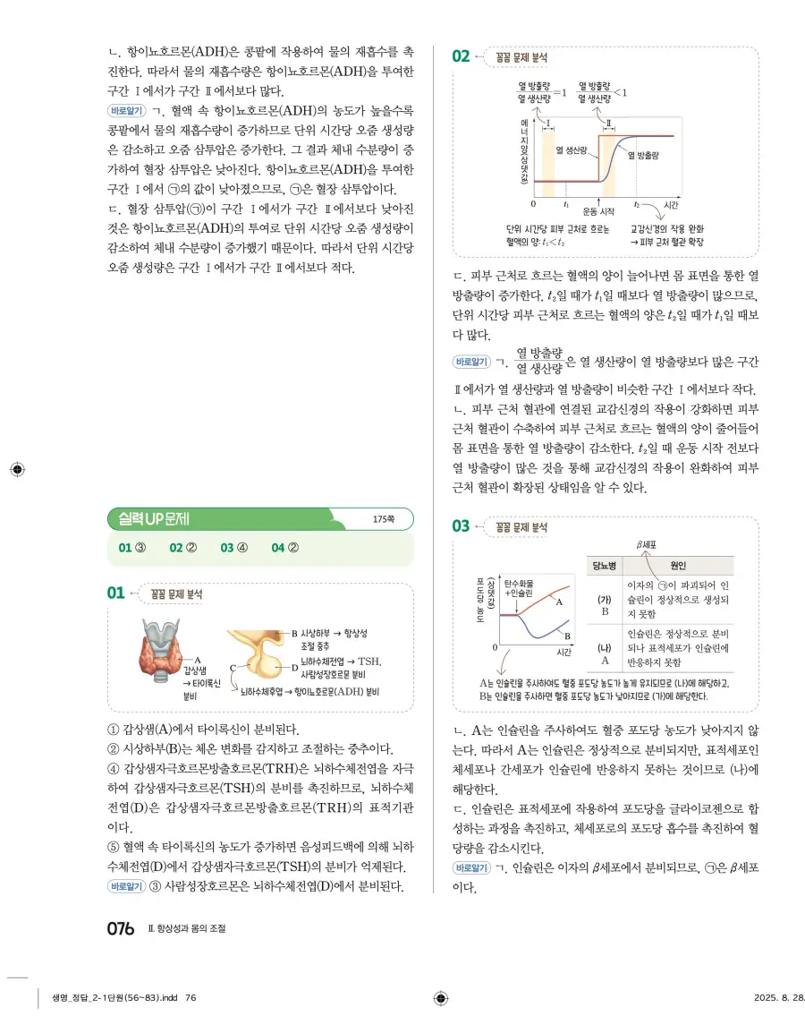 2022 개정 완자 고등 생명과학 답지 76페이지