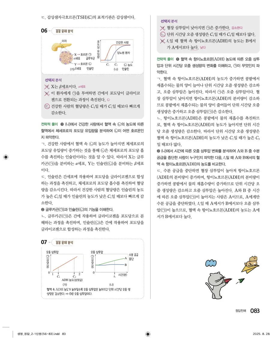 2022 개정 완자 고등 생명과학 답지 83페이지