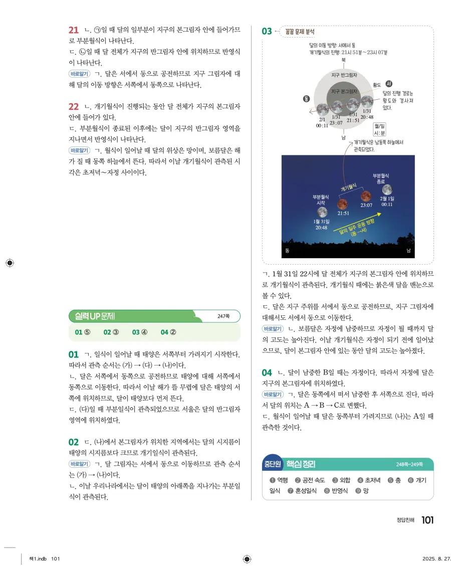 2022 개정 완자 고등 지구과학 답지 101페이지